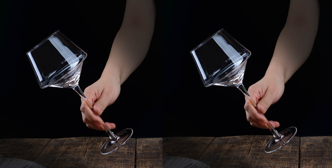 Crystal Golden Trim Burgundy Wine Glass