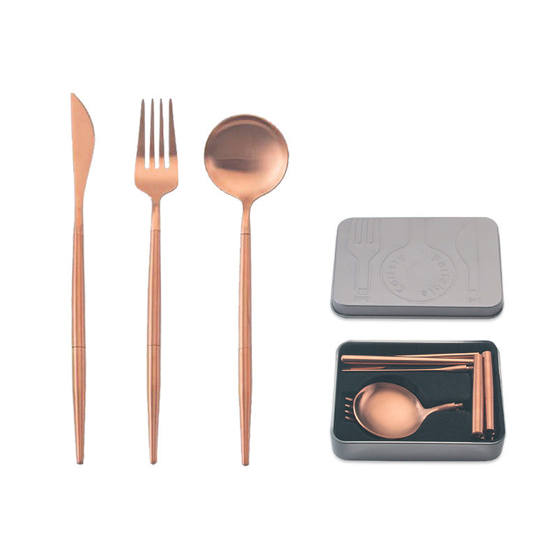 Stainless steel portable cutlery set