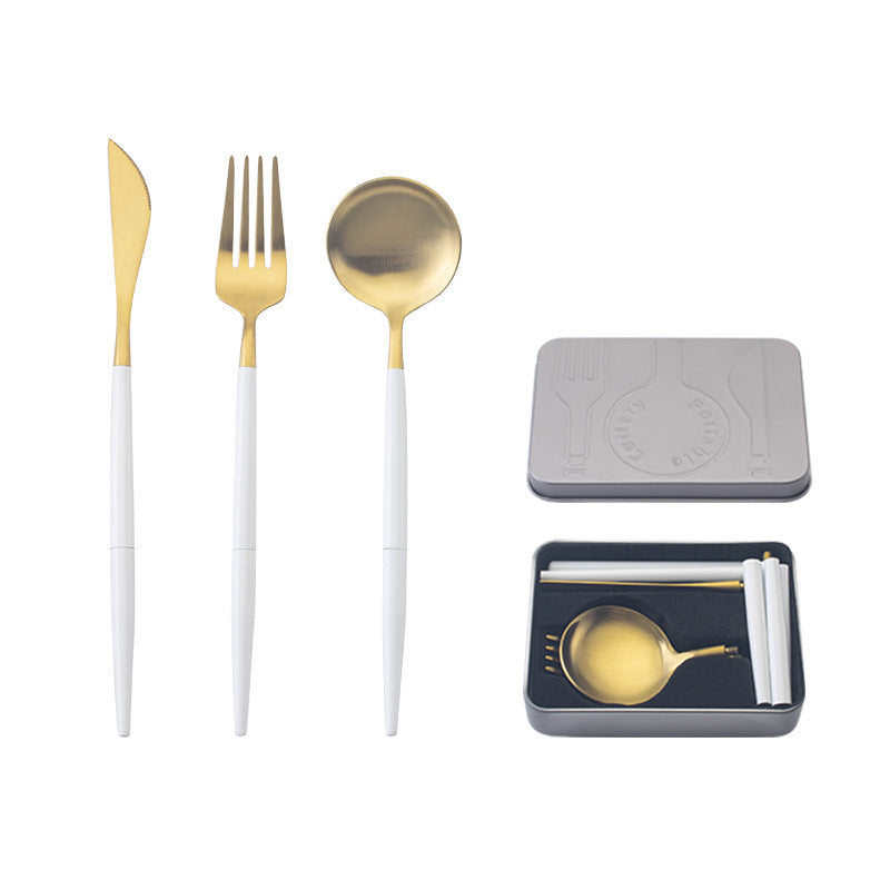 Stainless steel portable cutlery set