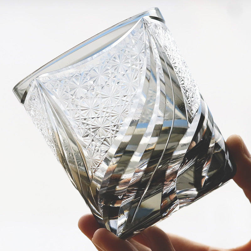 Hand Carved Whiskey Crystal Wine Glass