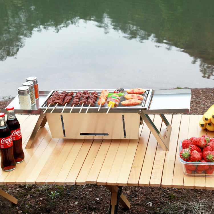 Outdoor Thickened Fold Stainless Steel Barbecue Grill