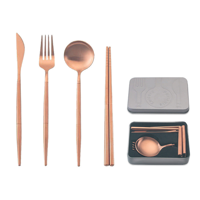 Stainless steel portable cutlery set
