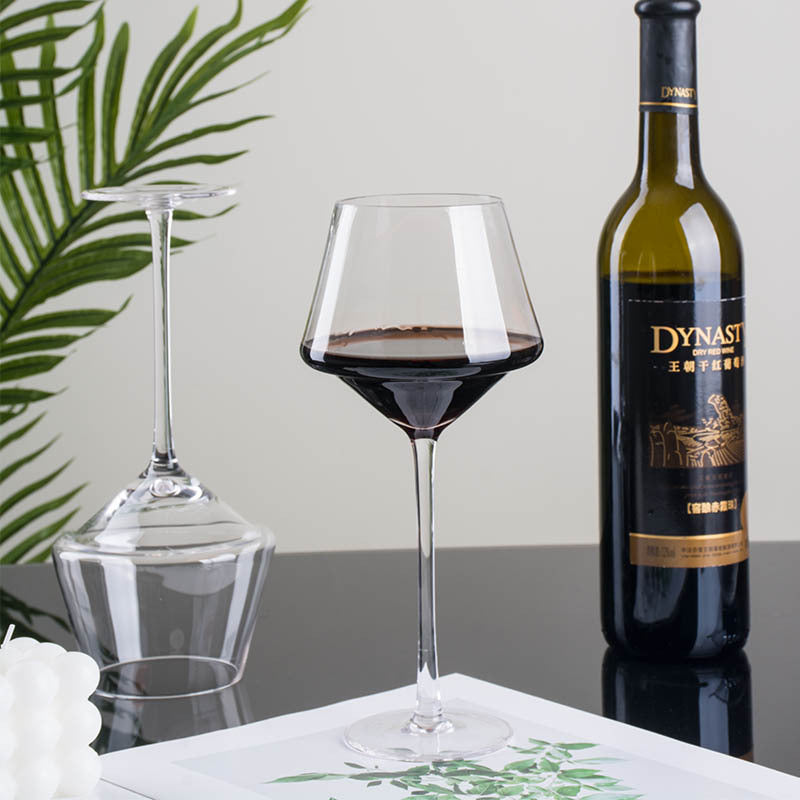 Crystal Golden Trim Burgundy Wine Glass