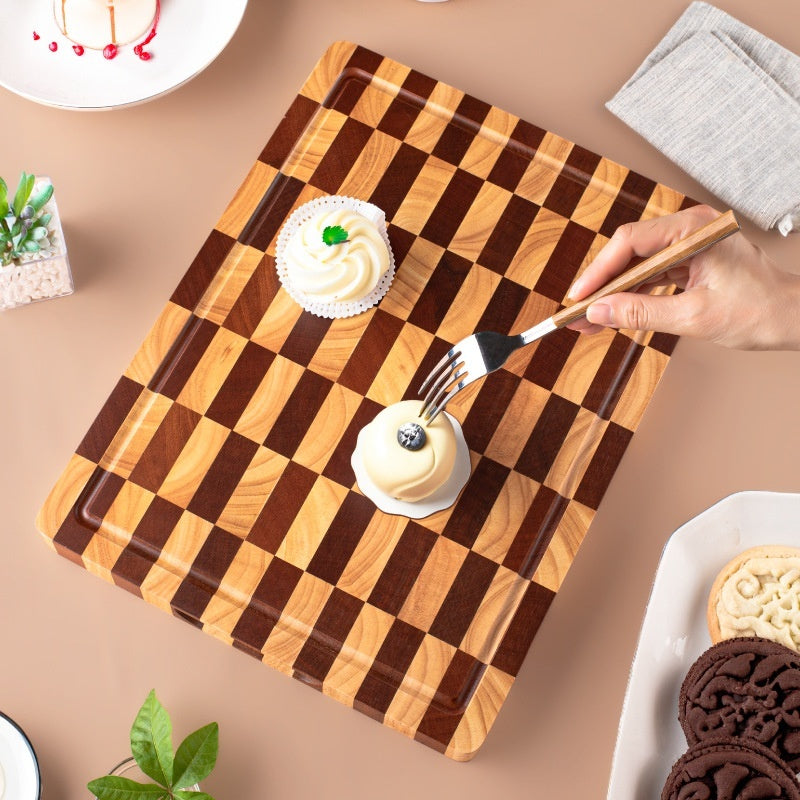 Wooden Chessboard Grid Cutting Board