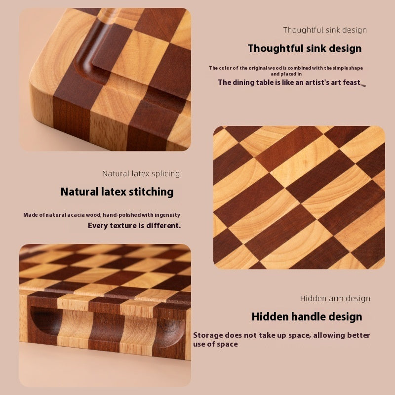Wooden Chessboard Grid Cutting Board