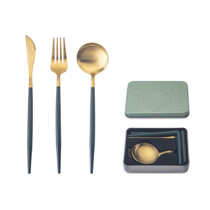 Stainless steel portable cutlery set