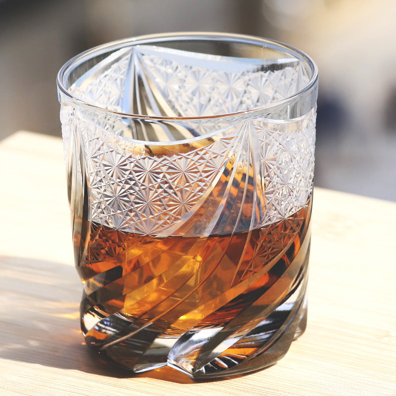 Hand Carved Whiskey Crystal Wine Glass