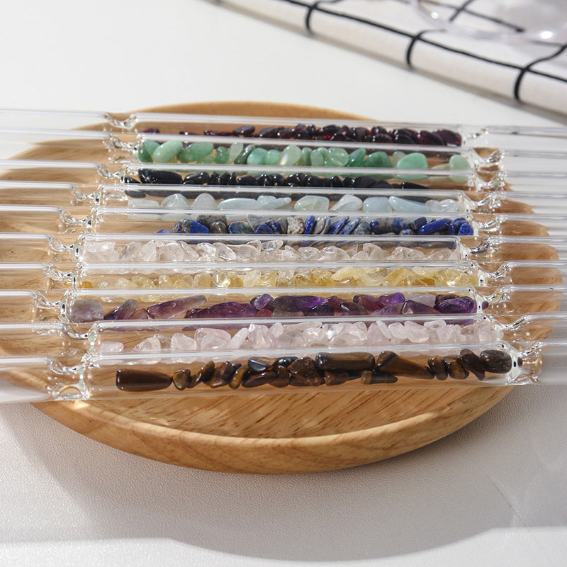 Natural Crystal Gravel Glass Straws