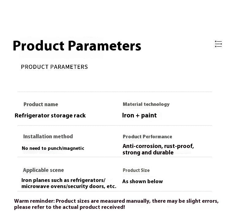 Kitchen Refrigerator Magnetic Storage Rack