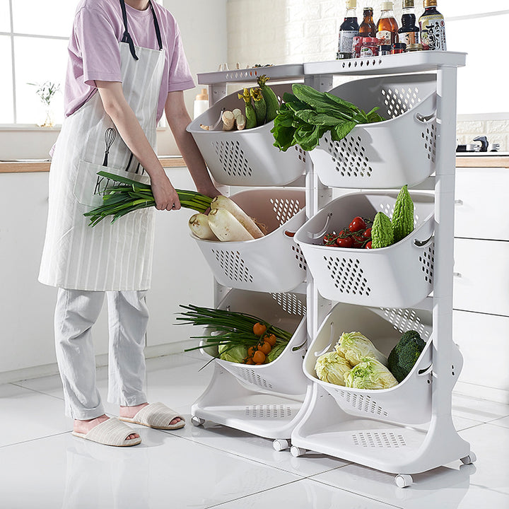 Kitchen Vegetable Storage Plastic Basket Storage Rack