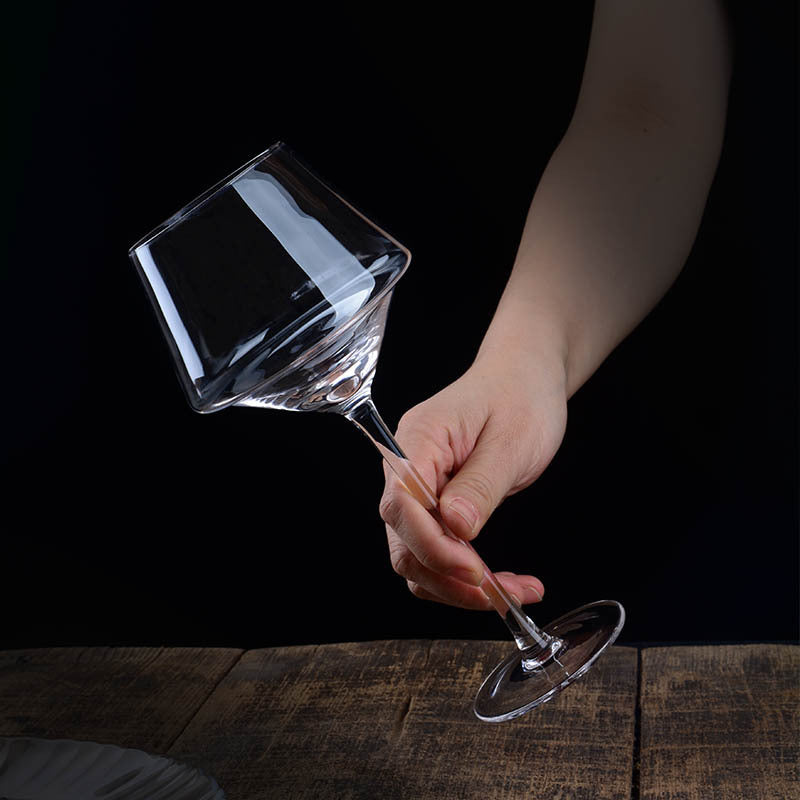 Crystal Golden Trim Burgundy Wine Glass